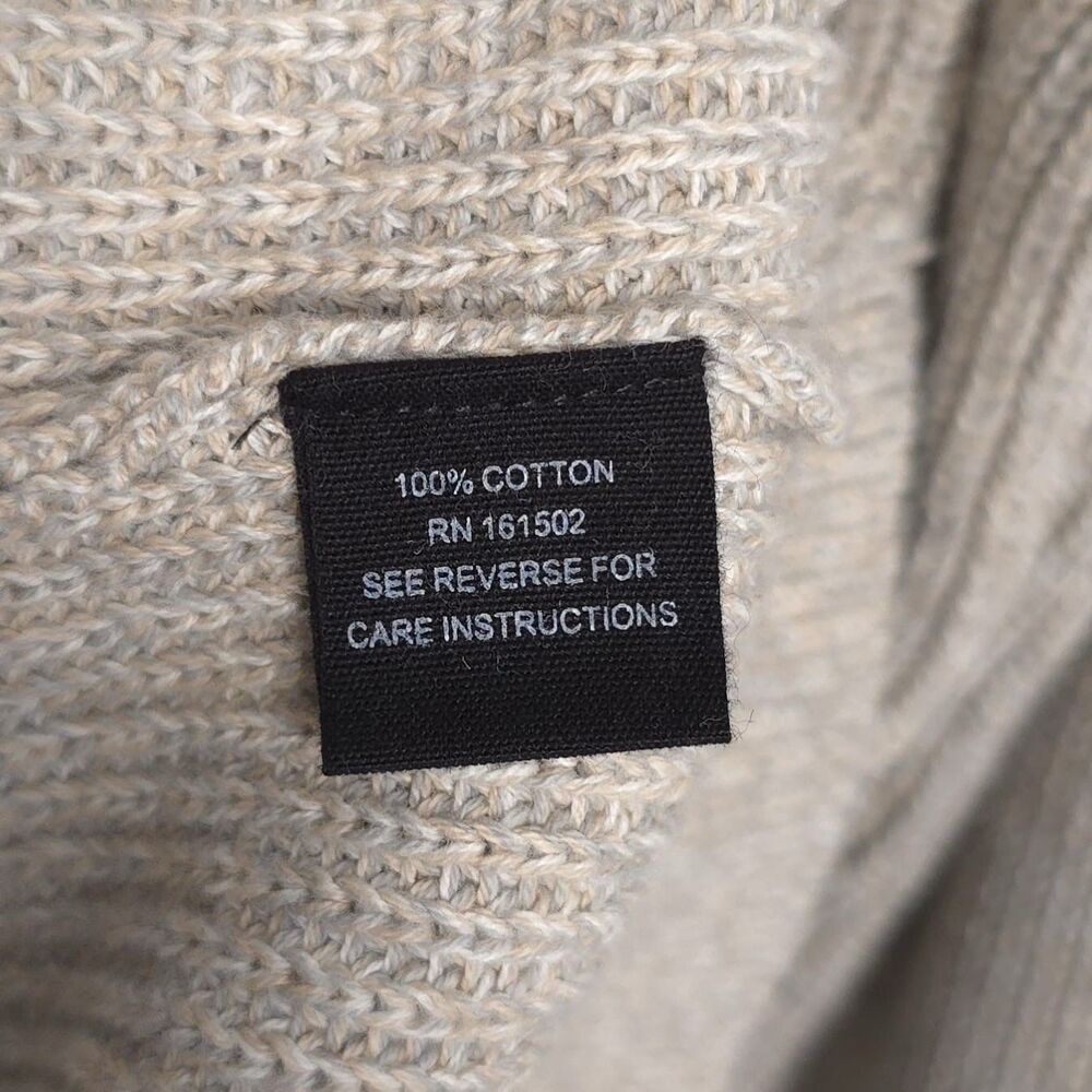 J. Peterman Men’s Beige Marled Knit 100% Cotton Sweater LARGE Crewneck Fisherman - Picture 9 of 9